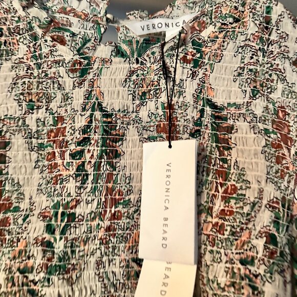 NWT Veronica Beard Kali Top Stone Multi Smocked Blouse Size 2 - Picture 4 of 11